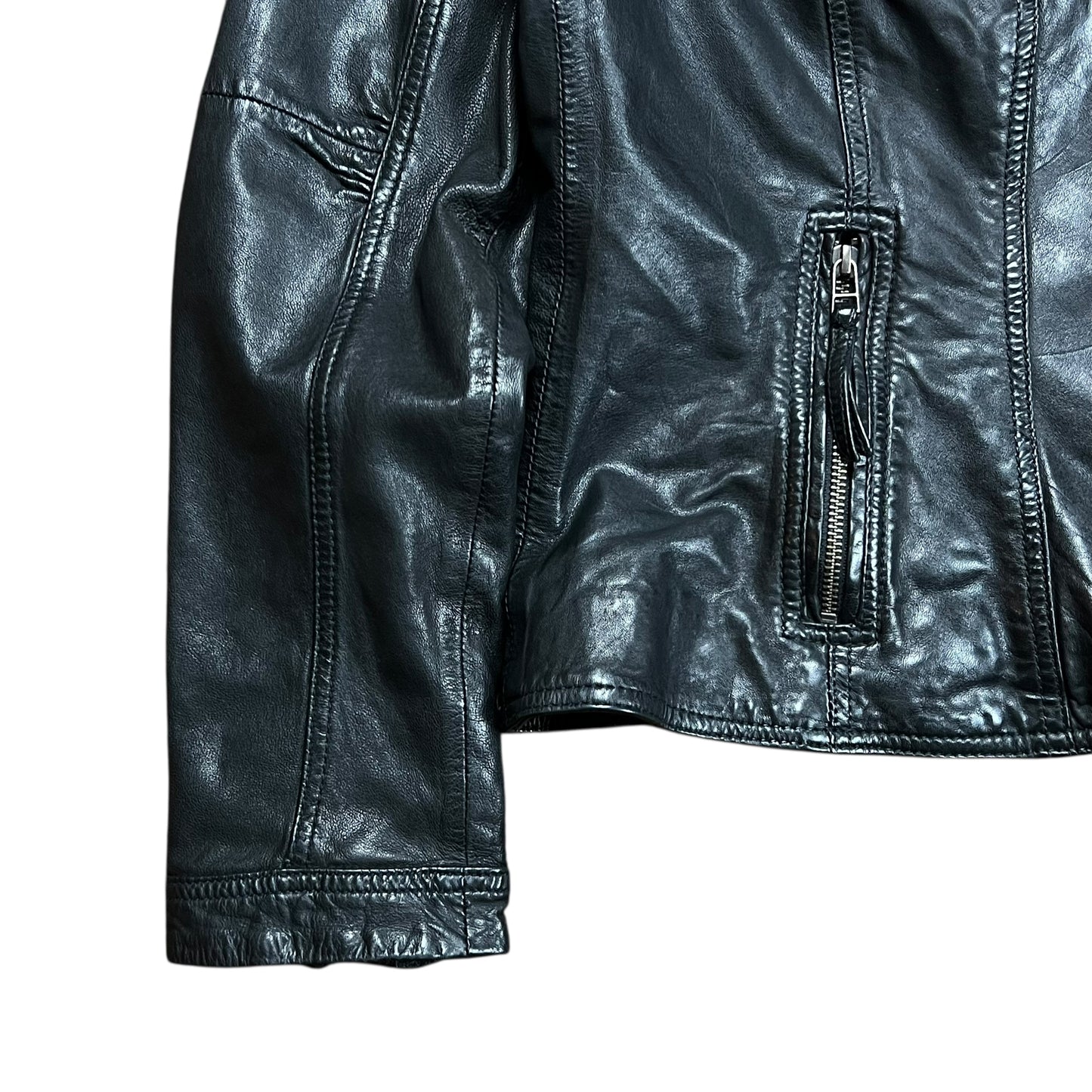 Danier Black Leather Asymmetrical Biker Jacket - XL