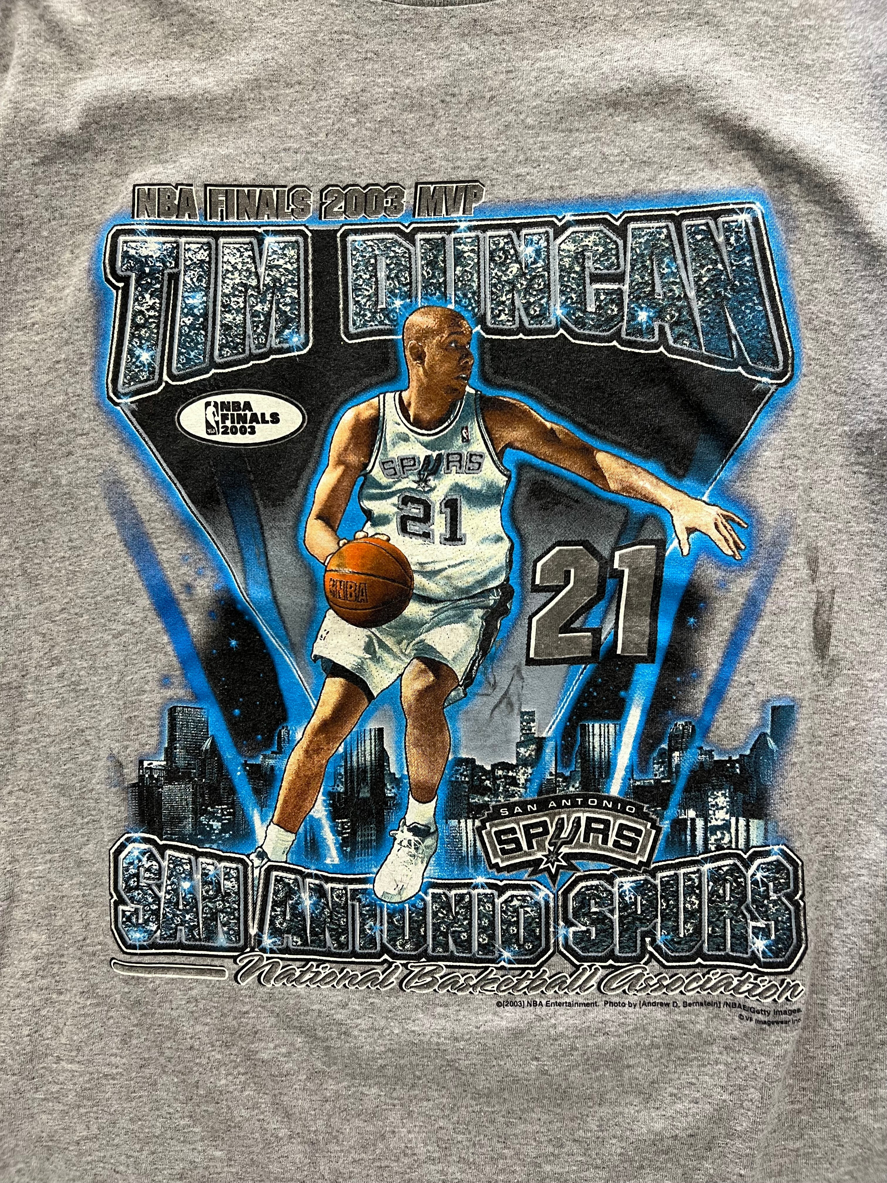 2003 San Antonio Spurs Tim Duncan NBA Finals MVP T-Shirt - L