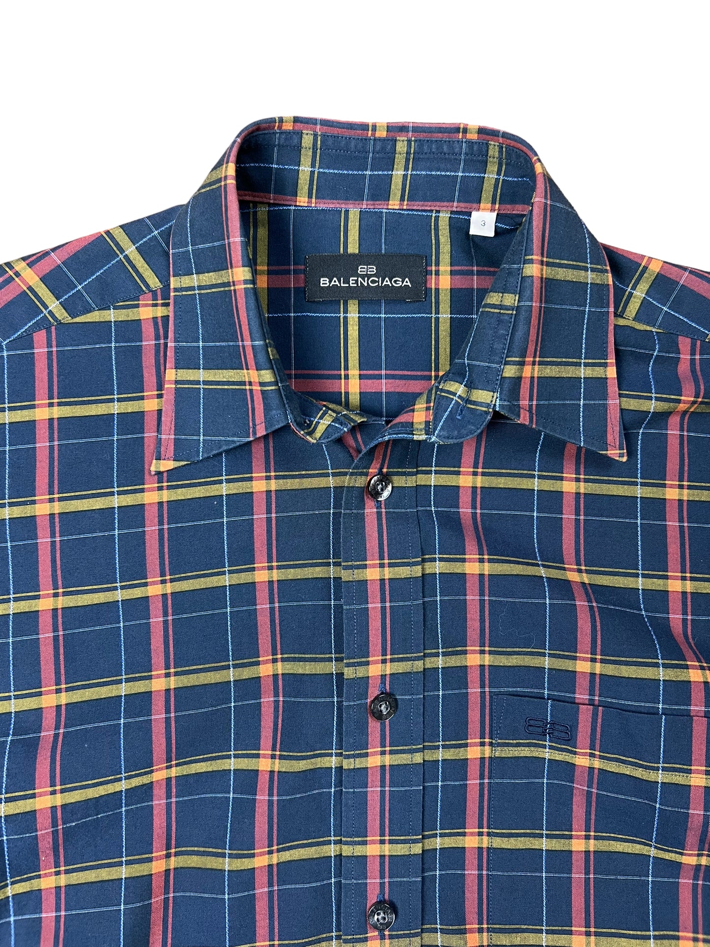 Balenciaga Navy Checkered Button-up Shirt - L