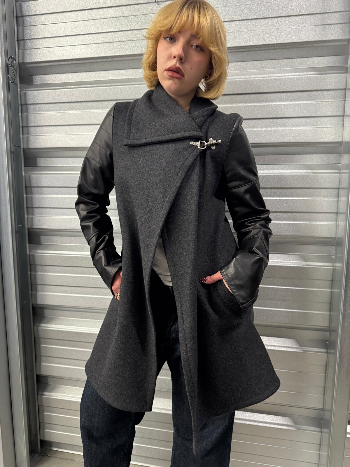 Danier Leather & Wool Asymmetrical Coat - XS