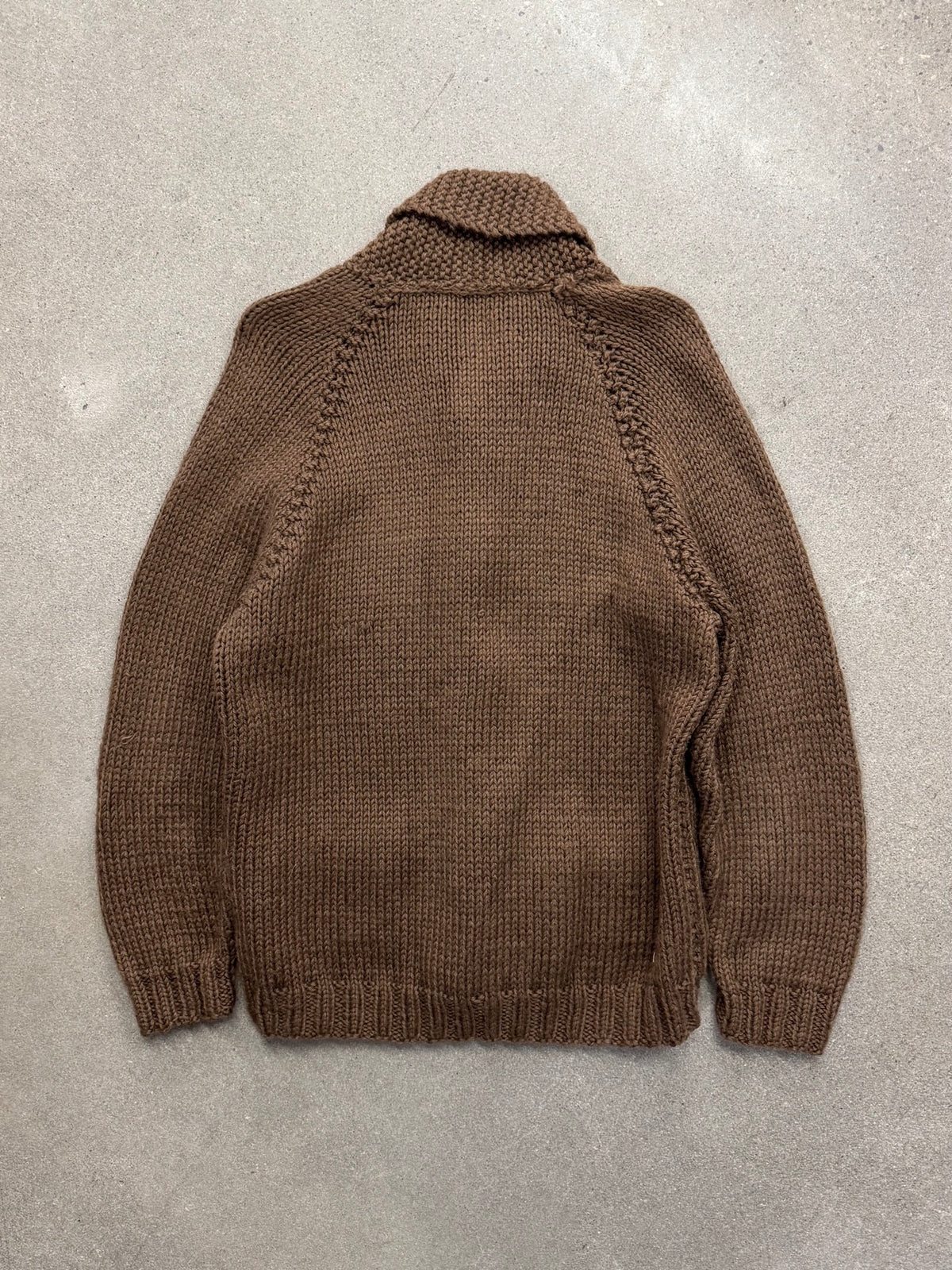 Cowichan Shawl-Collar Knit Cardigan Sweater - M