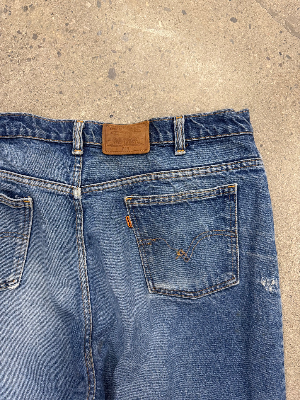 Faded & Distressed Levi's 619 Orange Tab Jeans - 37"