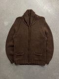 Cowichan Shawl-Collar Knit Cardigan Sweater - M