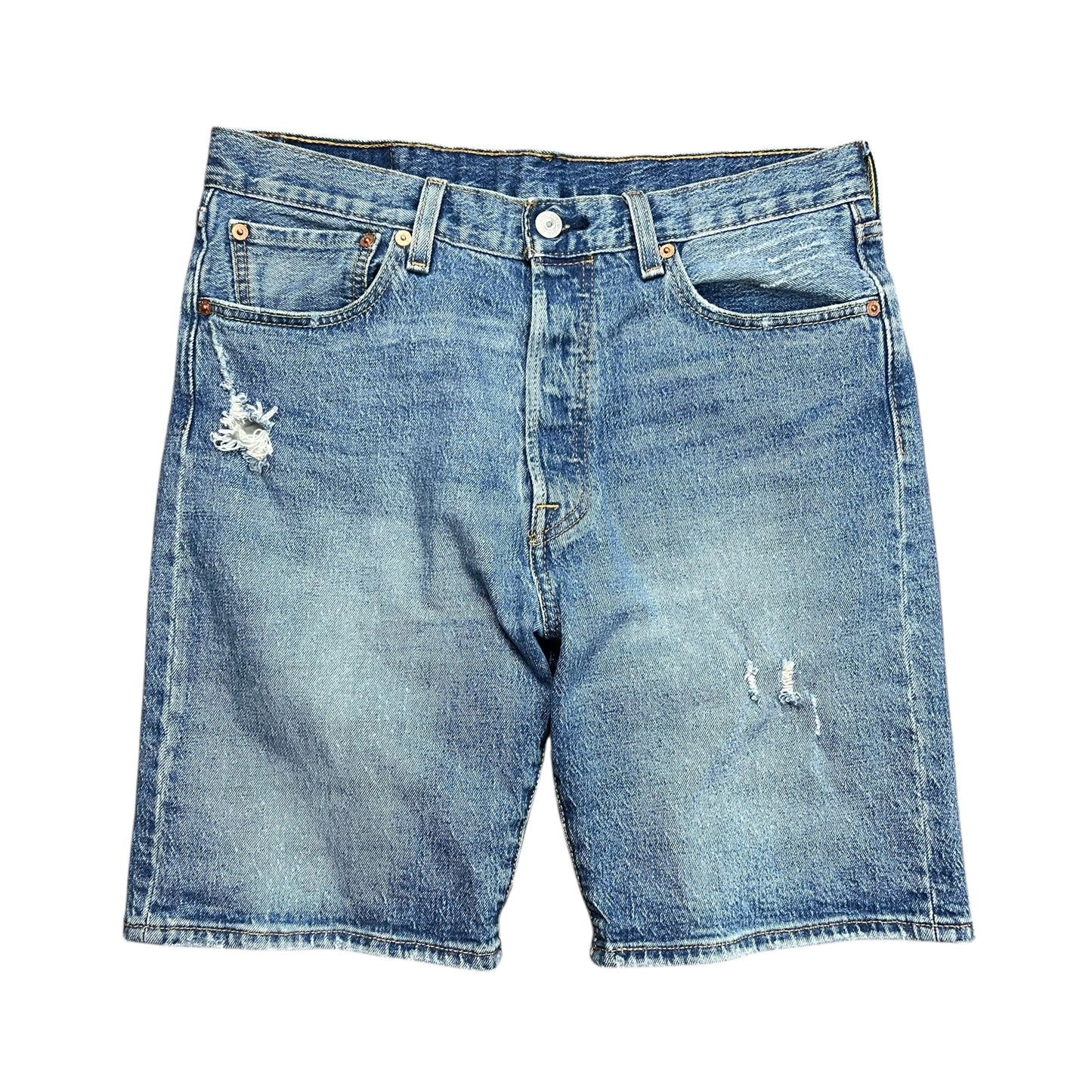 Levi's 501 Faded & Distressed Blue Jean Shorts - 32"
