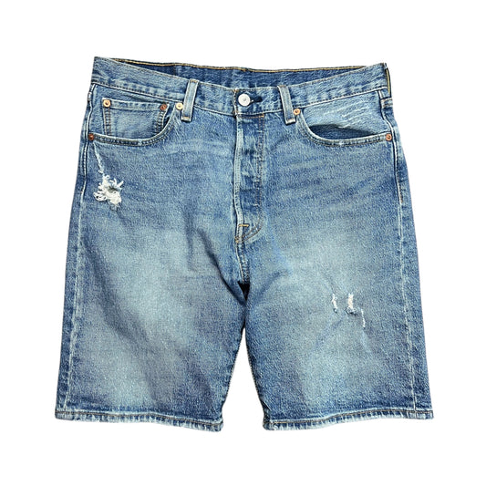 Levi's 501 Faded & Distressed Blue Jean Shorts - 32"