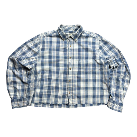 Faded Glory Cropped Plaid Long-sleeve Shirt - L