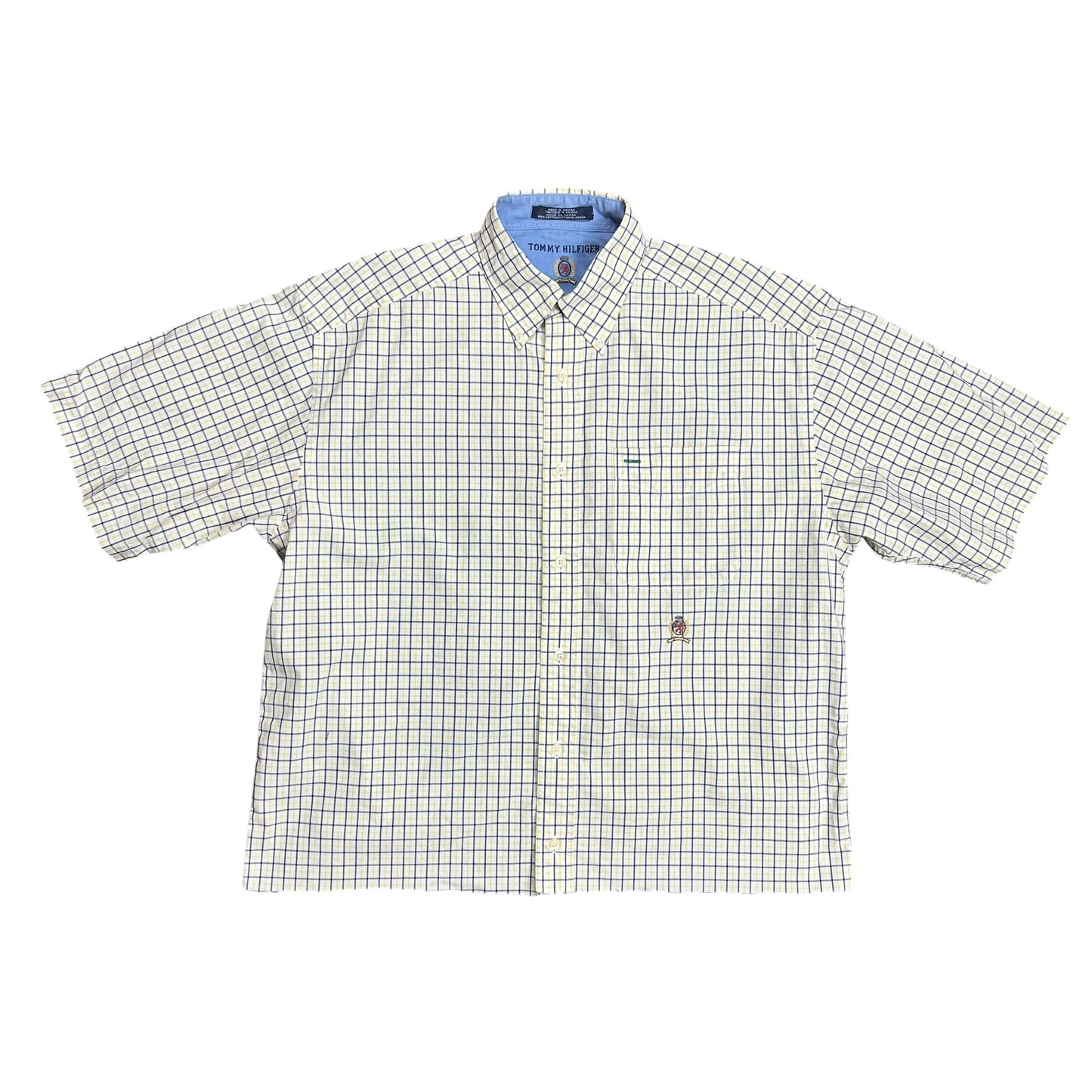 Tommy Hilfiger Boxy Yellow Checkered Polo Shirt - M