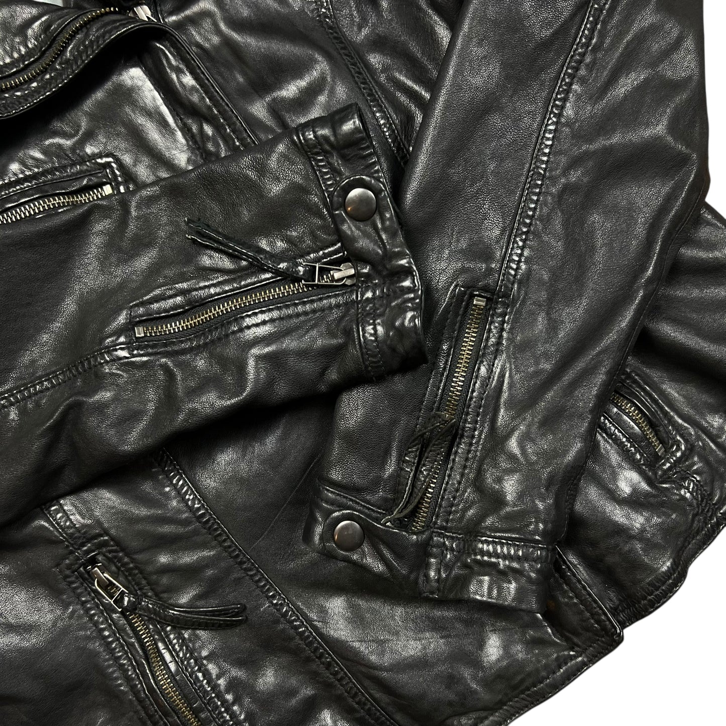 Danier Black Leather Asymmetrical Biker Jacket - XL