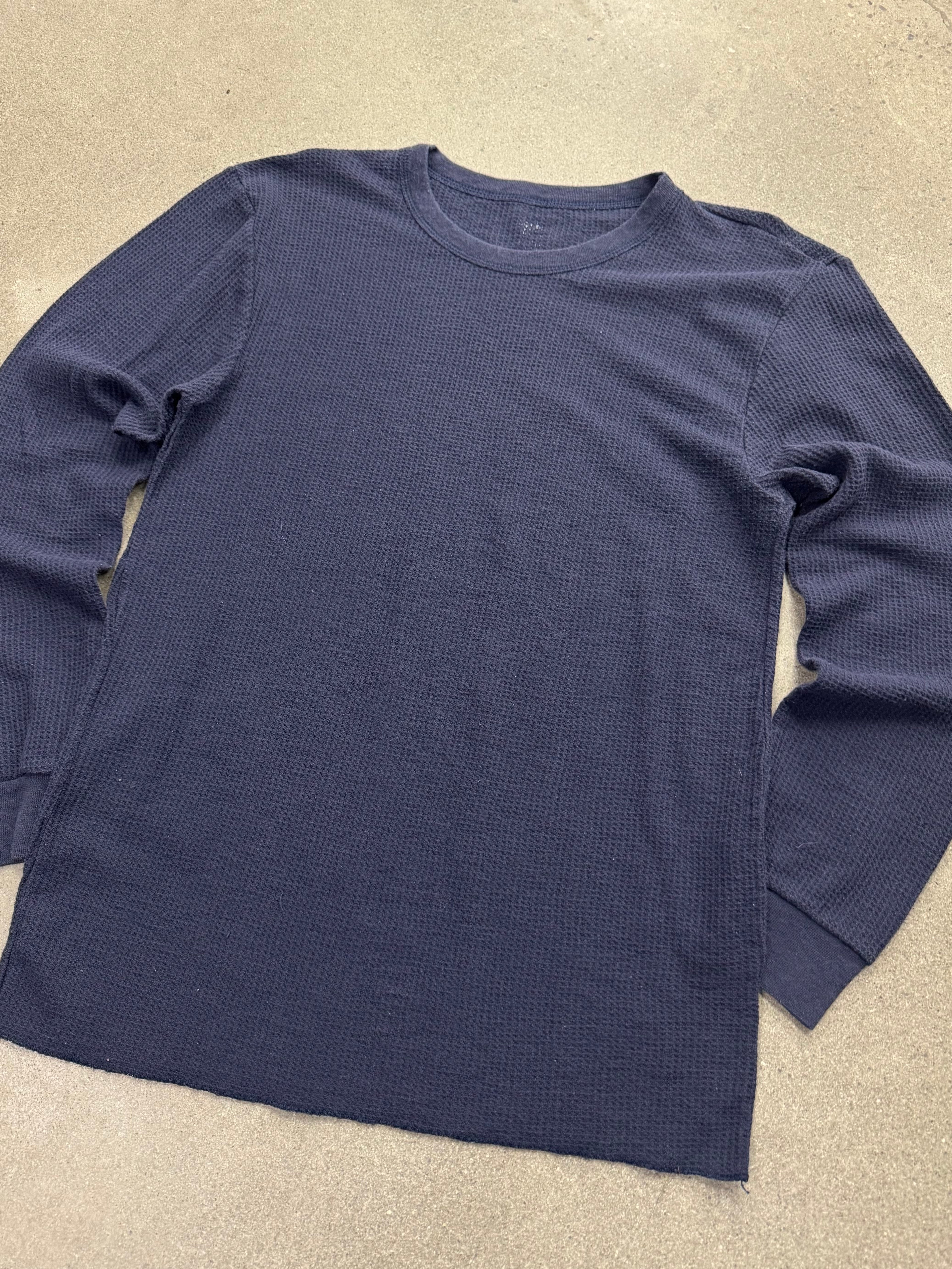 Blank Waffle-Knit Long Sleeve Thermal Shirt - L