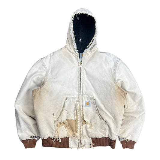Carhartt Faded Tan Hooded Work Jacket - L
