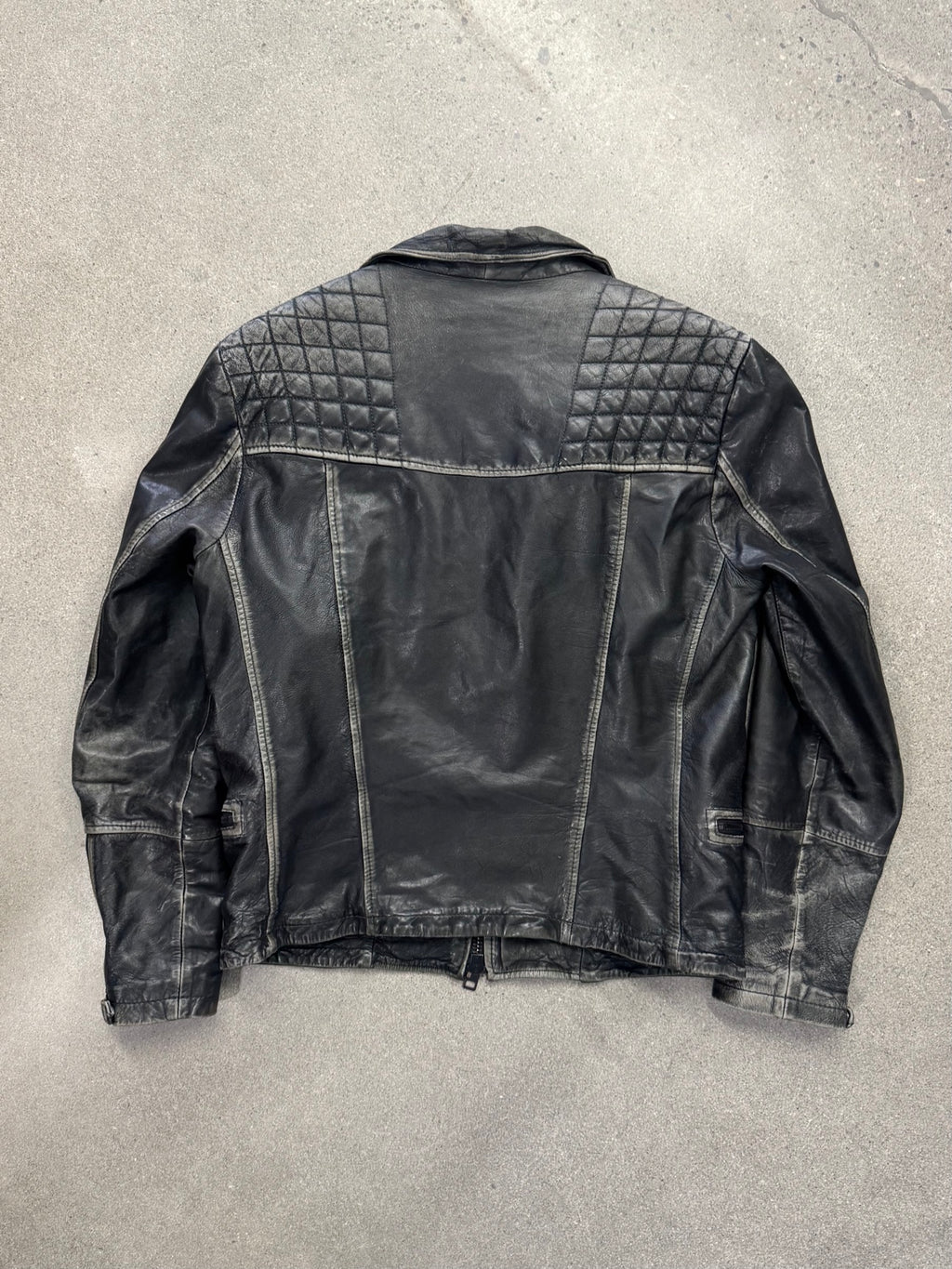 AllSaints Distressed Cargo Leather Biker Jacket - M
