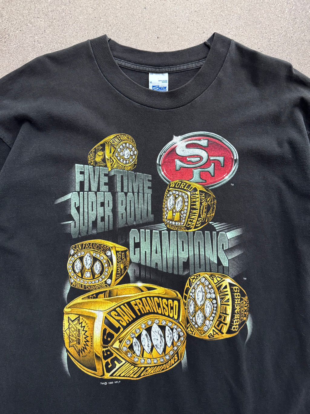 1995 Salem Sportswear San Francisco 49ers 5-facher NFL Super Bowl Champions T-Shirt - XL