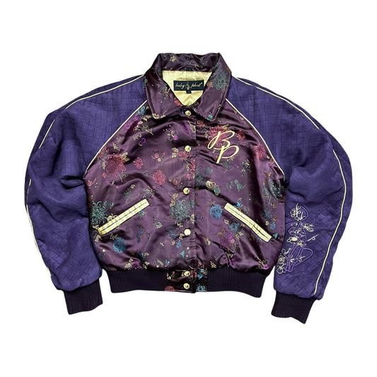 Baby Phat Purple Satin Floral Bomber Jacket - M