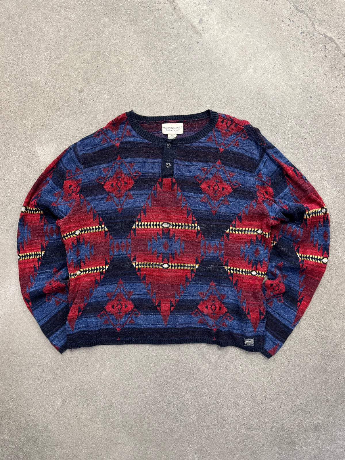 Denim & Supply Ralph Lauren Southwestern Henley Knit Sweater - L