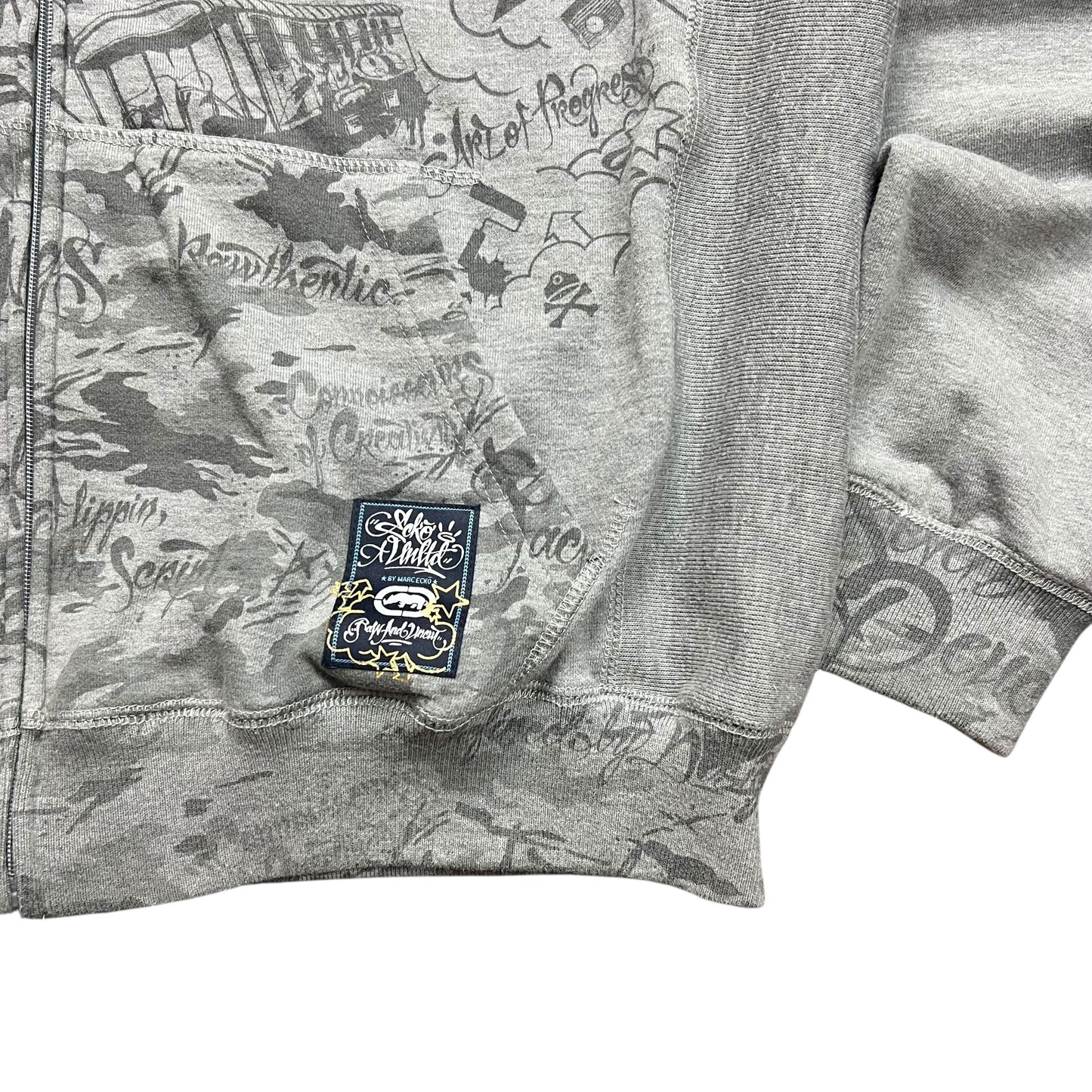 Ecko Unltd. Grey Full-Zip Graffiti Hoodie - XL