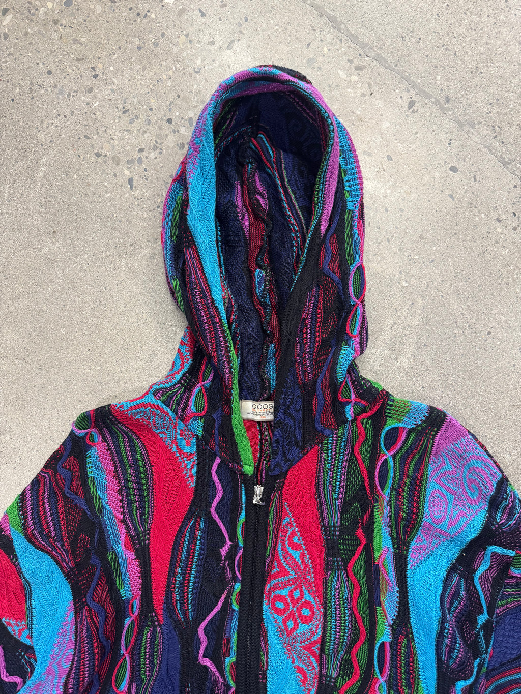 Coogi Australia 3D Cable Knit Full-Zip Hoodie Sweater - XXL