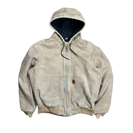 Carhartt Beige Hooded Work Jacket - L