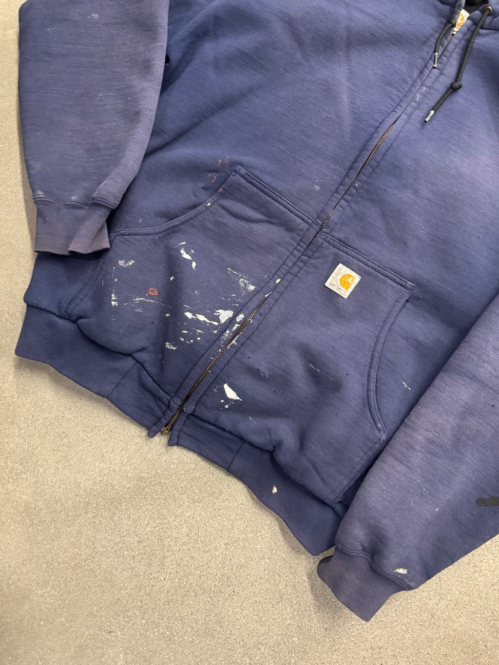 Faded Carhartt Paint Splatter Full-Zip Heavyweight Hoodie - XL