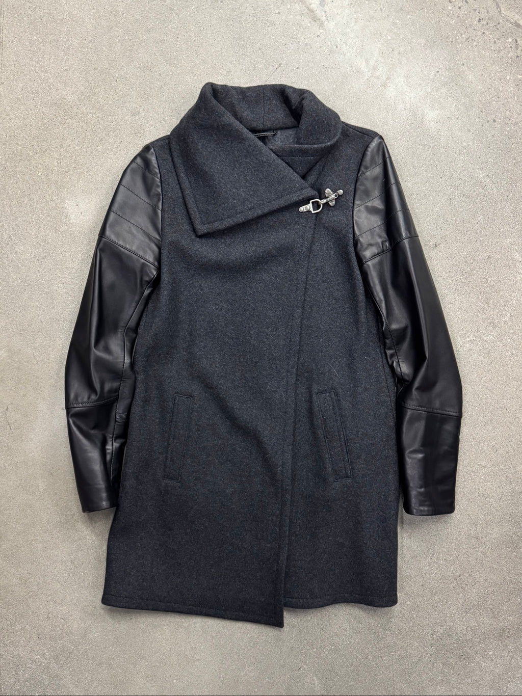 Danier Leather & Wool Asymmetrical Coat - XS