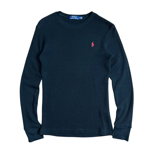 Polo Ralph Lauren Black Waffle-Knit Thermal Shirt - S