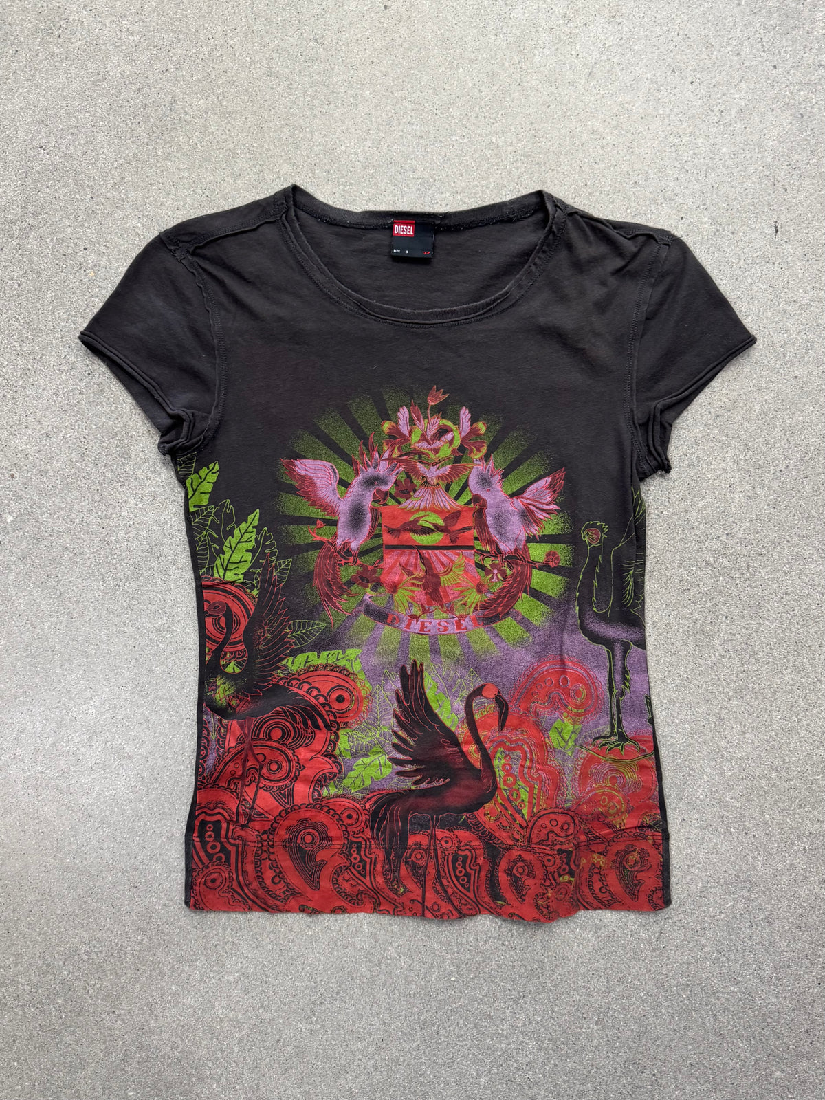 Diesel Floral Bird Crest T-Shirt - S