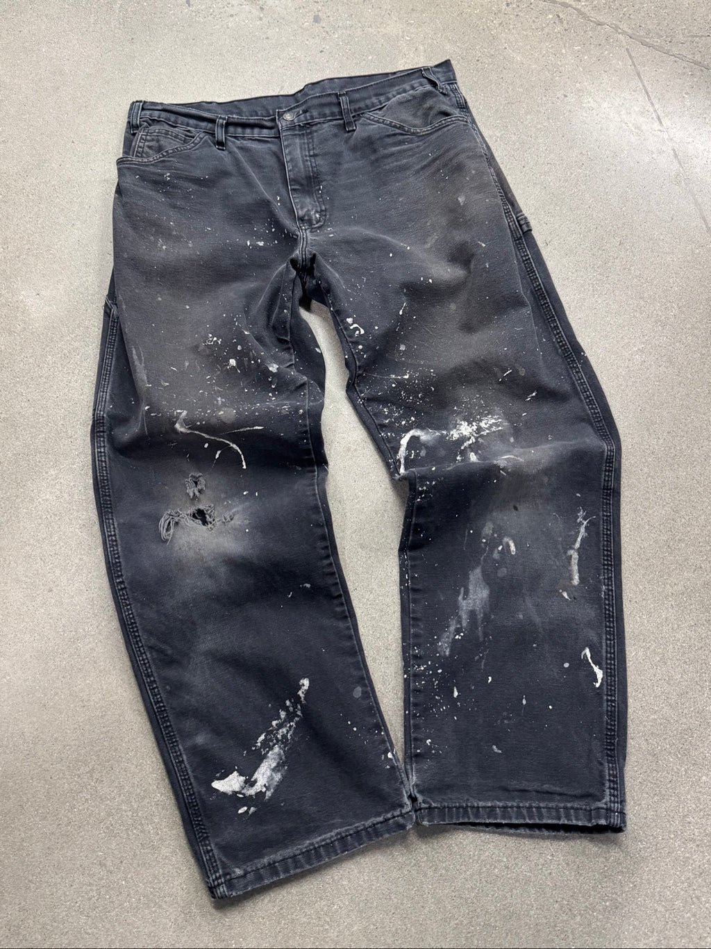 Faded Dickies Paint Splatter Carpenter Work Pants - 35"