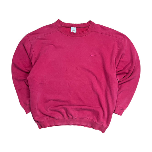 Nike Embroidered Burgundy Swoosh Crewneck Sweatshirt - L