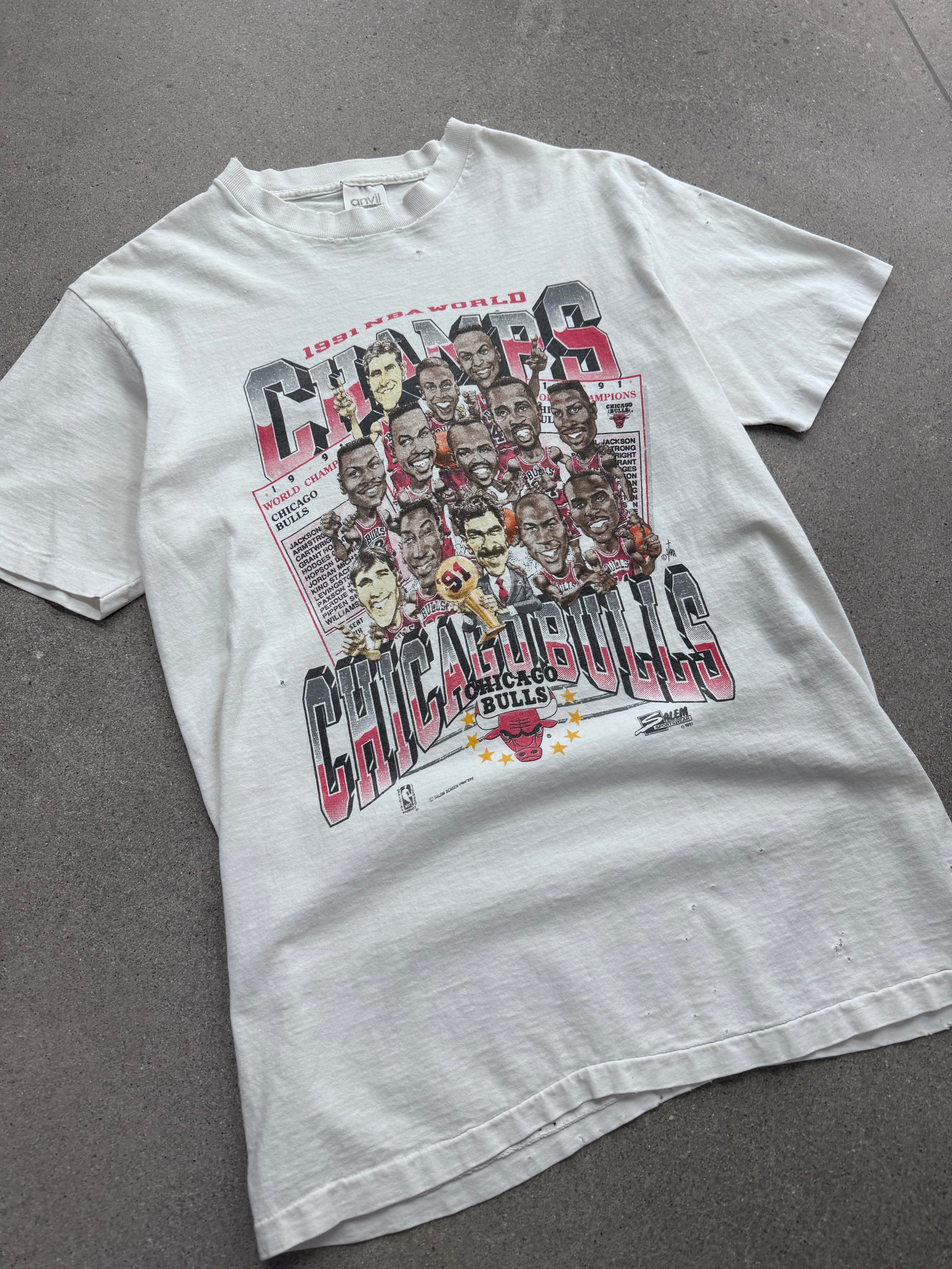 1991 Salem Sportswear Chicago Bulls NBA Champions T-Shirt - L