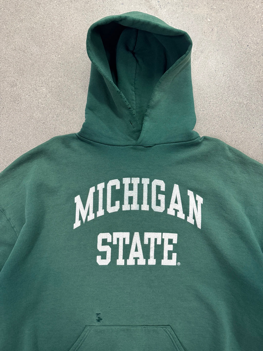 Faded & Distressed Russell Athletic Michigan State University Pullover Hoodie - XXL