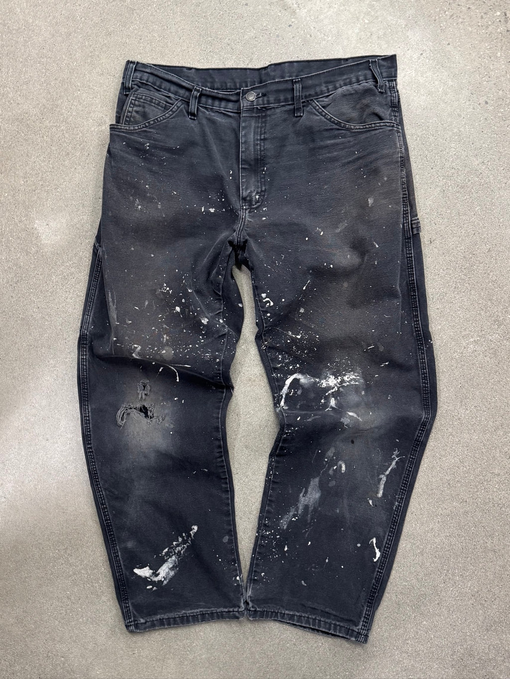 Faded Dickies Paint Splatter Carpenter Work Pants - 35"