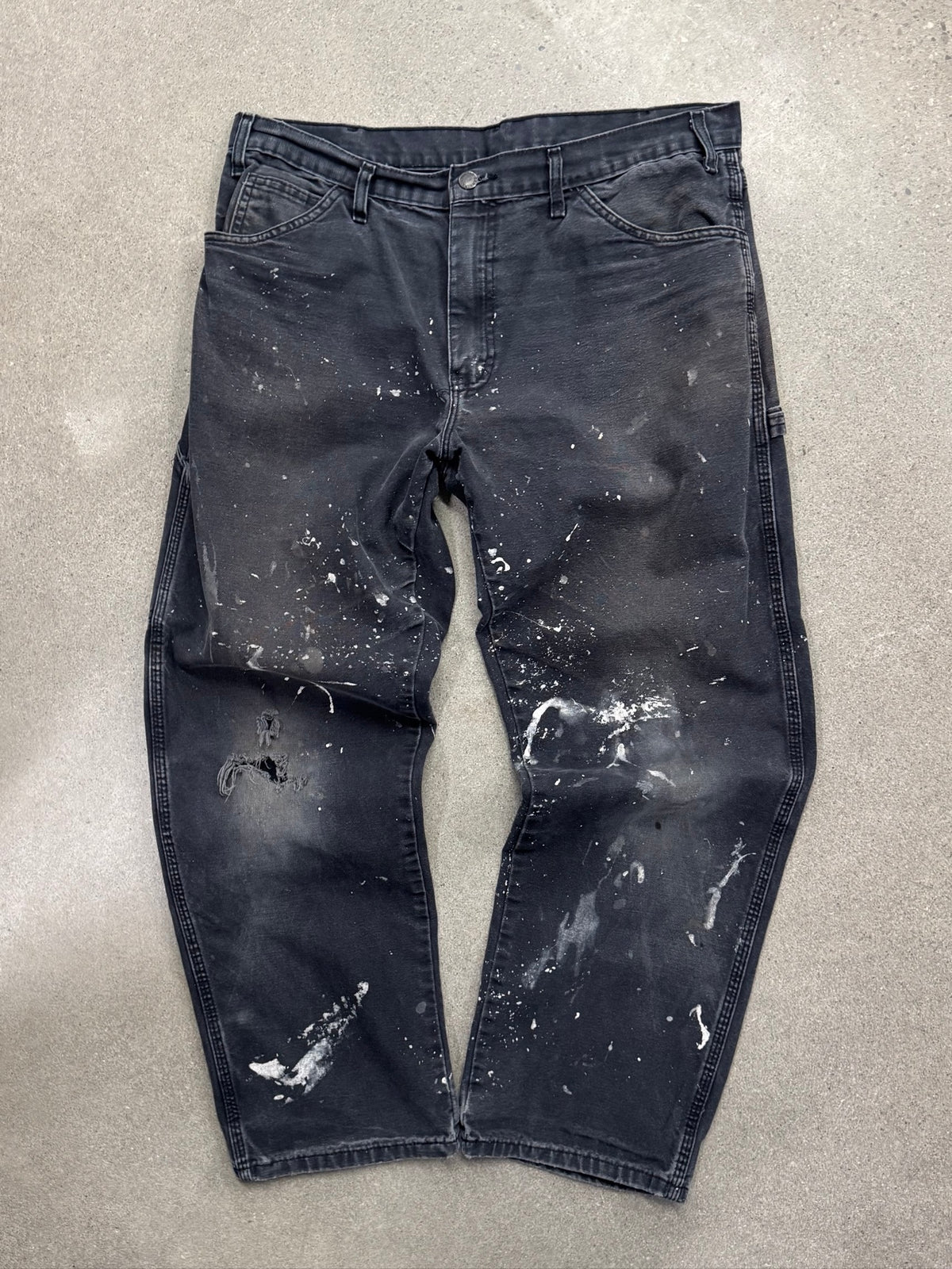 Faded Dickies Paint Splatter Carpenter Work Pants - 35"