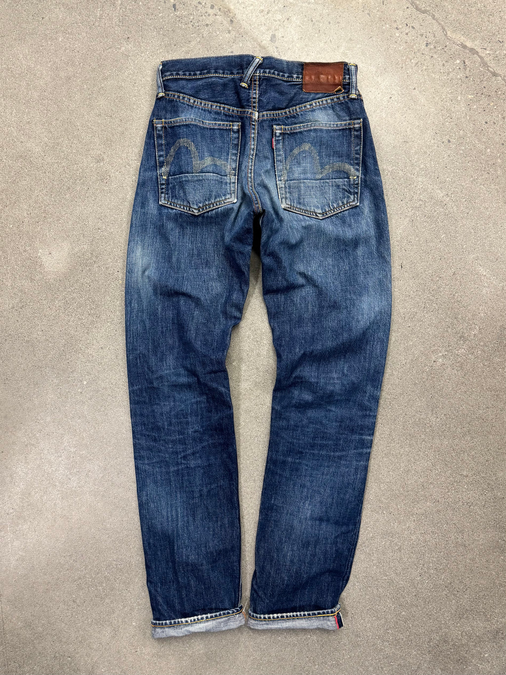 Faded & Distressed Evisu Japanese Selvedge Jeans - 28”