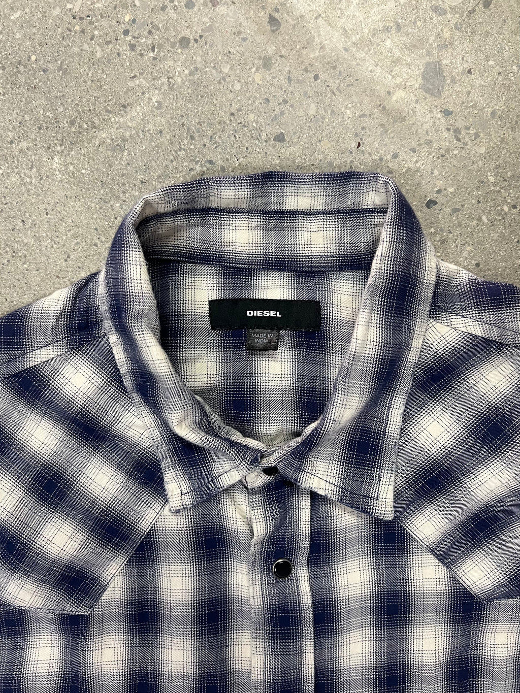 Diesel Plaid Pearl Snap Button-Up Shirt - L