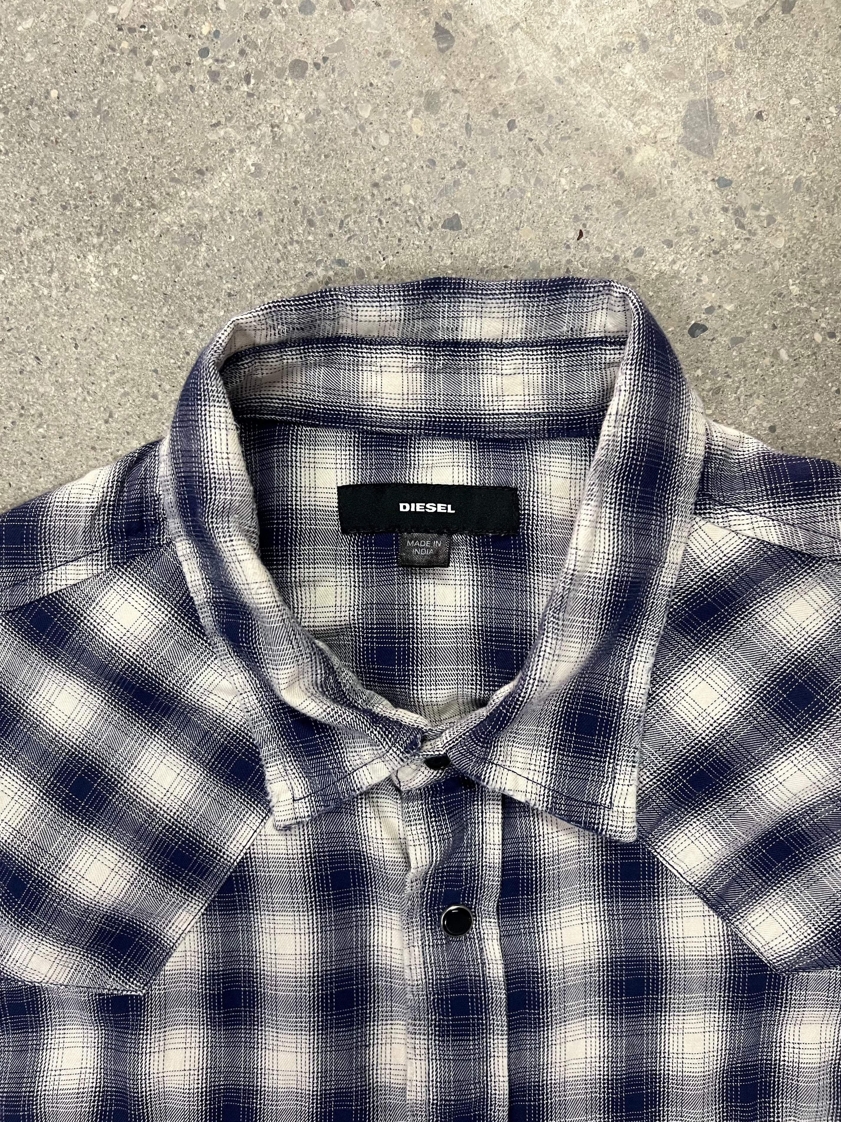 Diesel Plaid Pearl Snap Button-Up Shirt - L