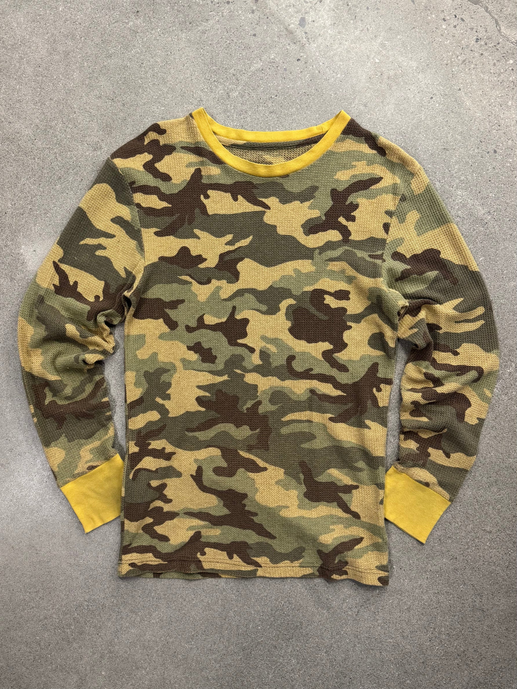 Blank Military Waffle-Knit Camo Long Sleeve Thermal Shirt - L