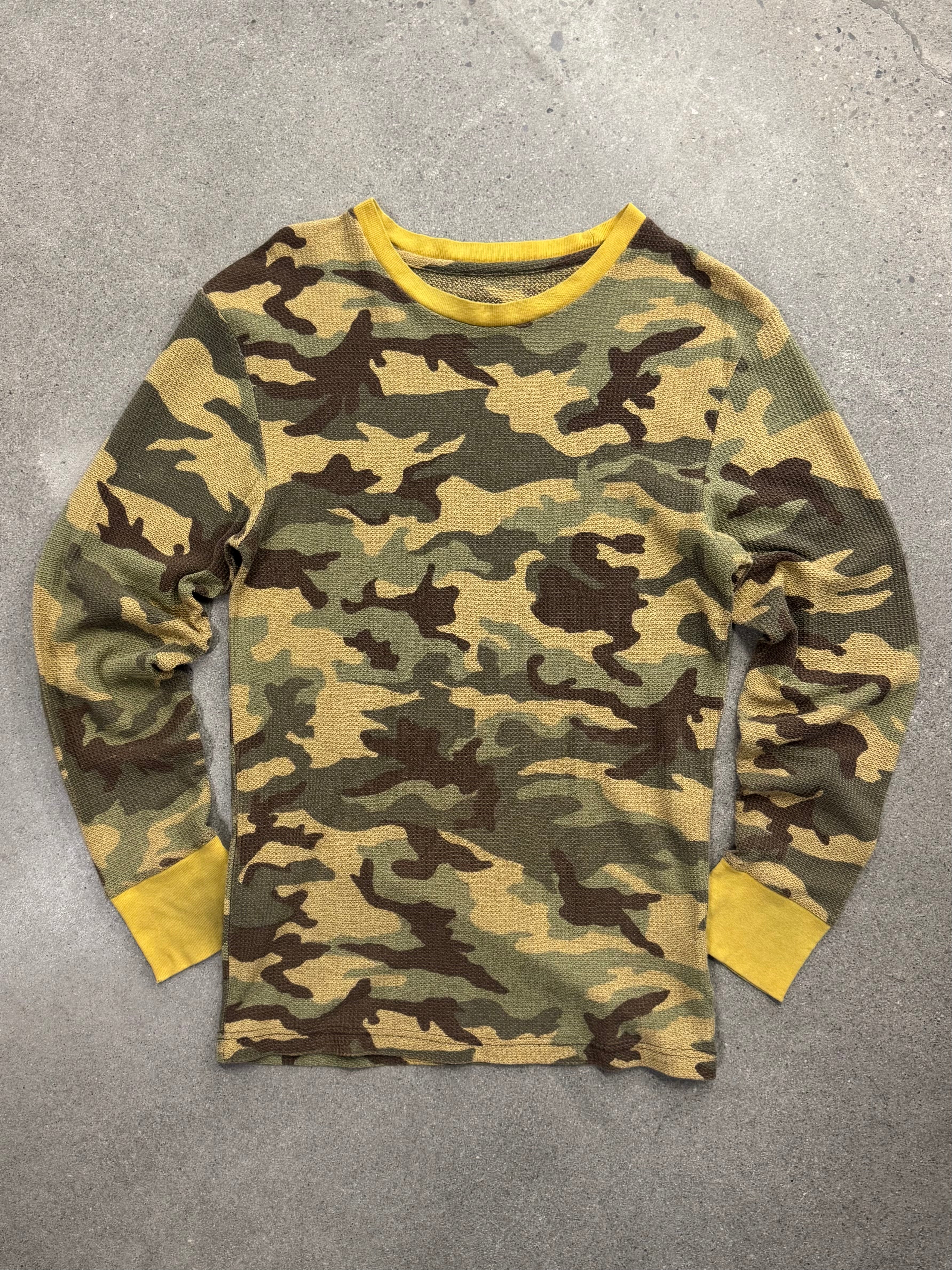 Blank Military Waffle-Knit Camo Long Sleeve Thermal Shirt - L