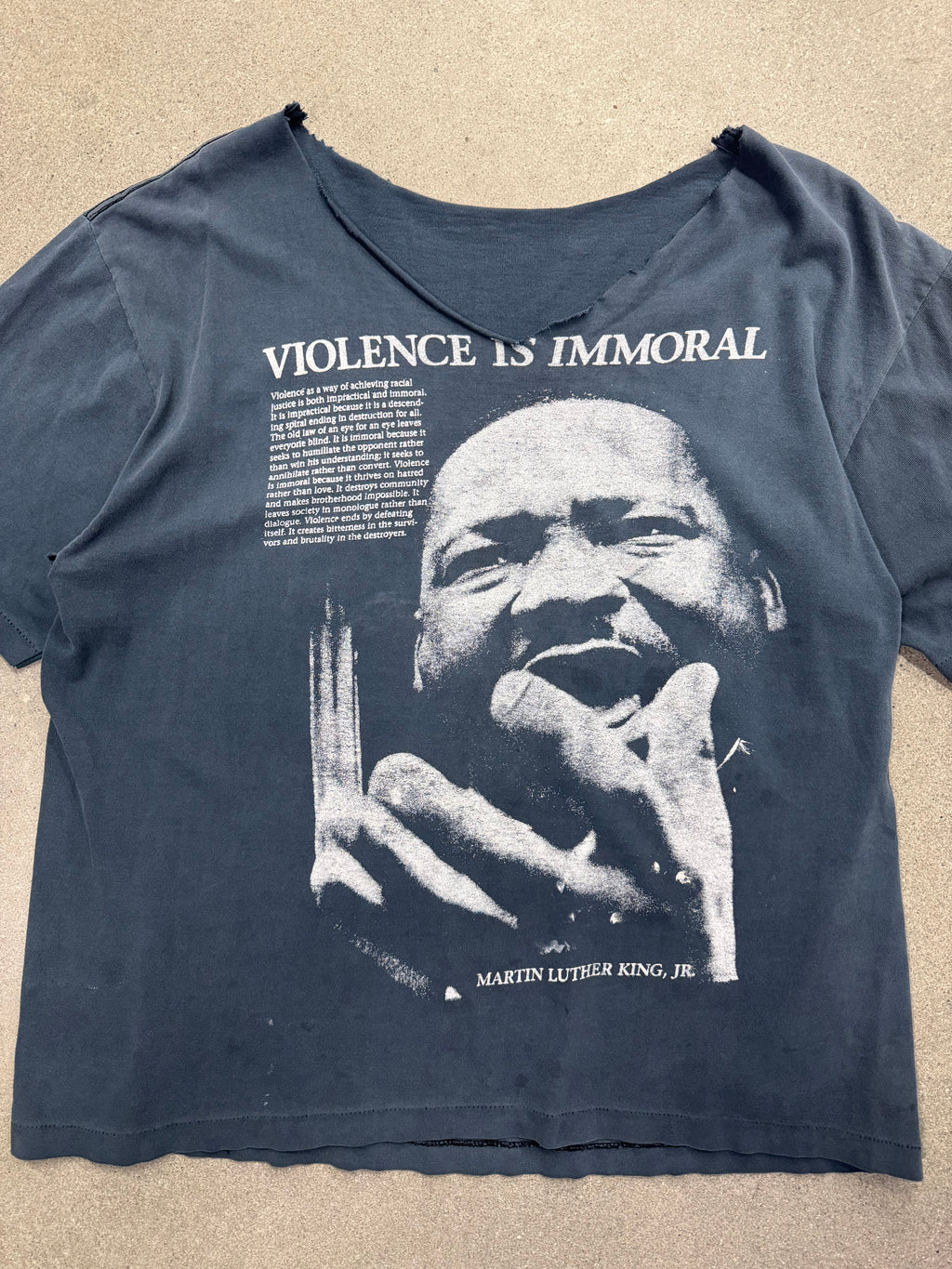 Faded Martin Luther King Violence Is Immoral T-Shirt - XL