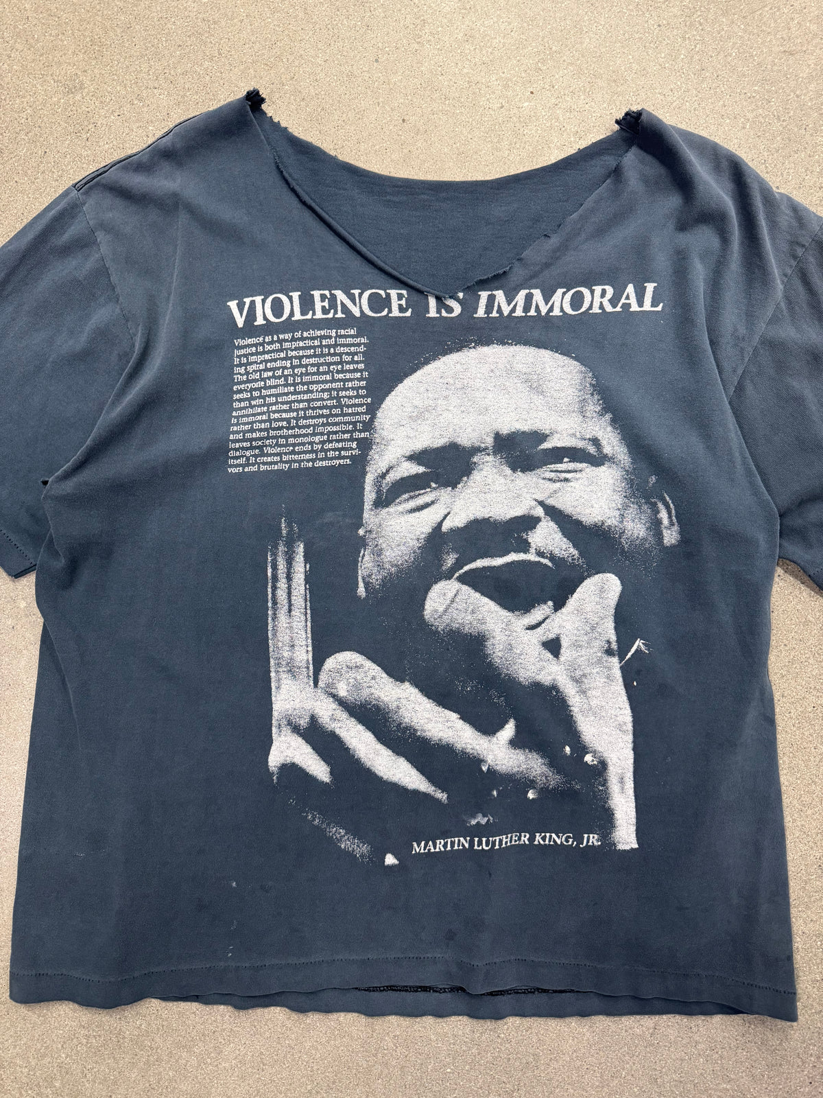 Faded Martin Luther King Violence Is Immoral T-Shirt - XL