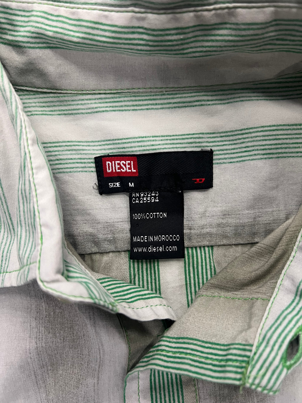 Diesel Striped Short Sleeve Button-Up Shirt - L