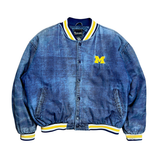 University Of Michigan Faded Cordaroy Varsity Jacket - L