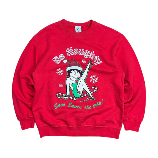 2004 Betty Boop Be Naughty Christmas Crewneck - L