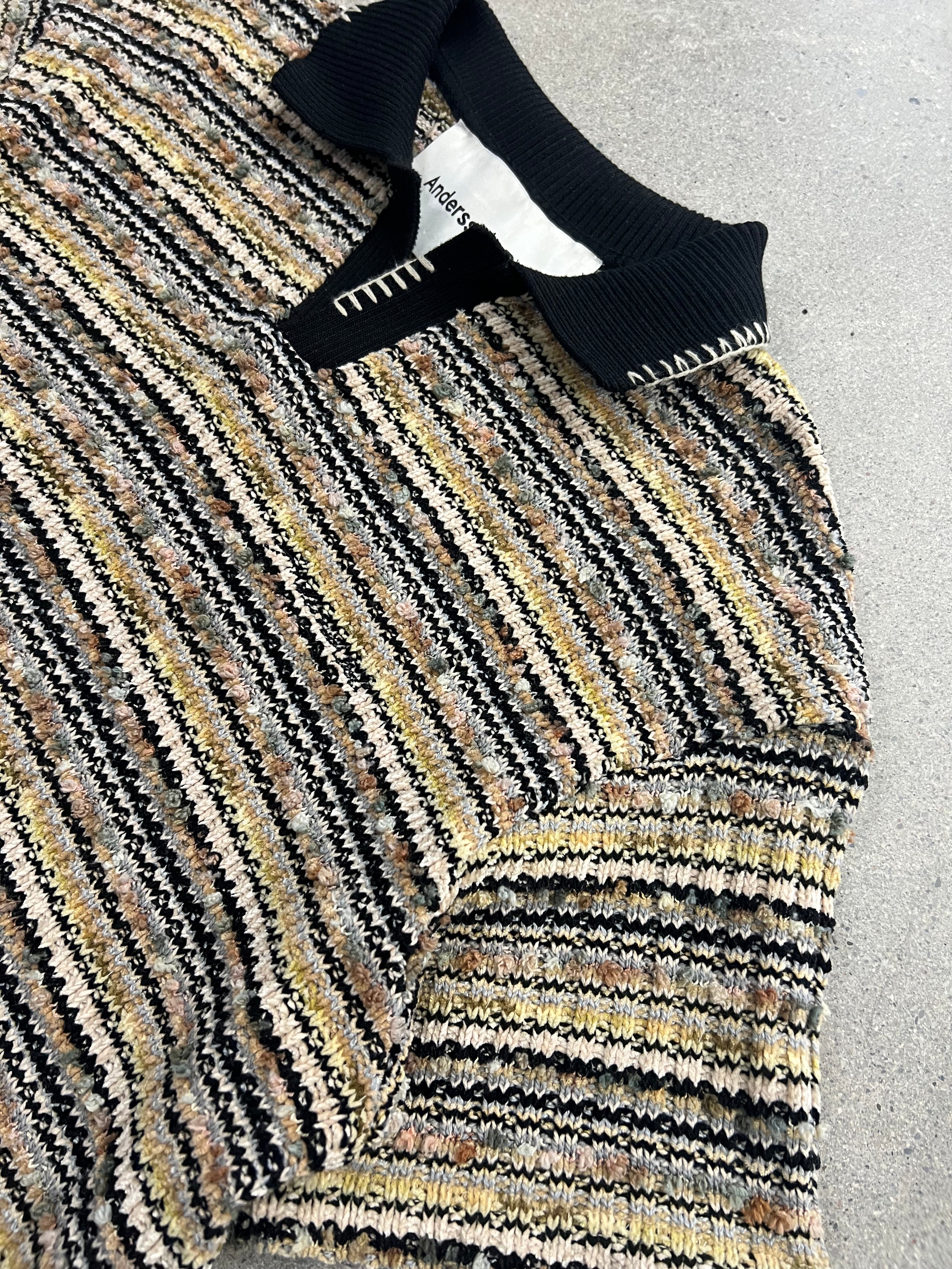 Anderson Bell Crea Boucle Collar Knit Shirt - L