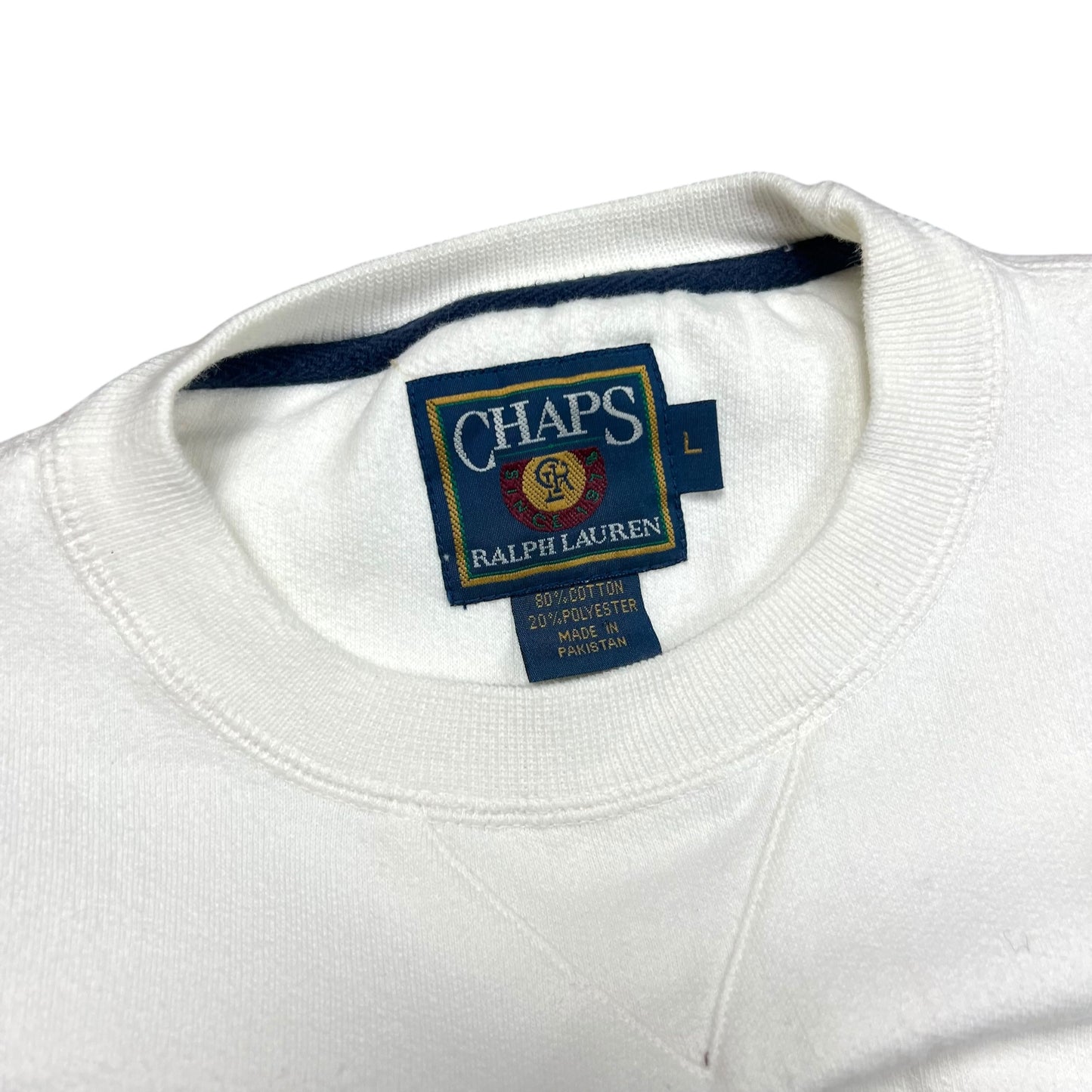 Chaps Ralph Lauren White Rowing Crewneck - L