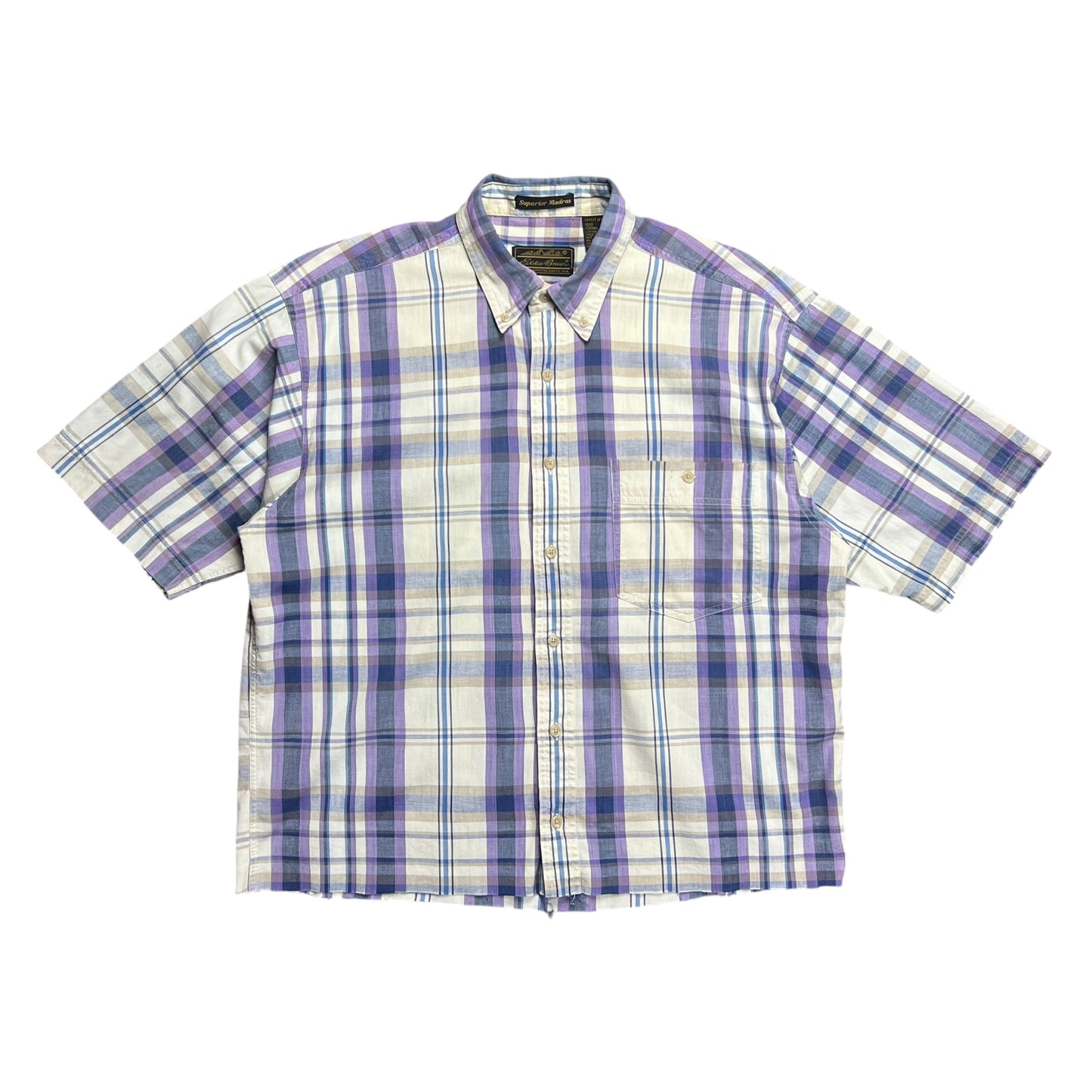 Eddie Bauer Purple Plaid Cropped Button-up Shirt - L