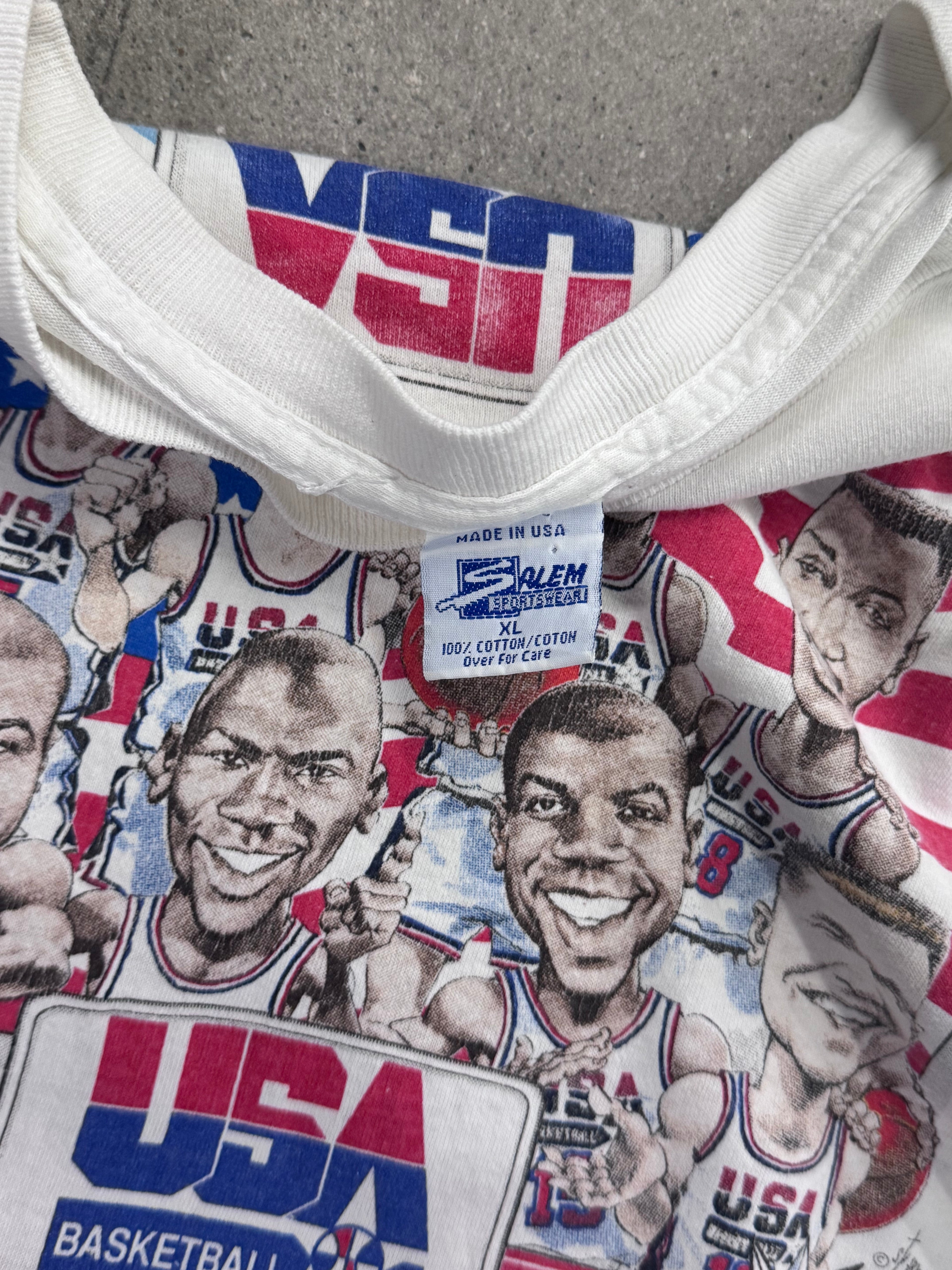 1991 Salem Sportswear USA Basketball Dream Team T-Shirt – XL