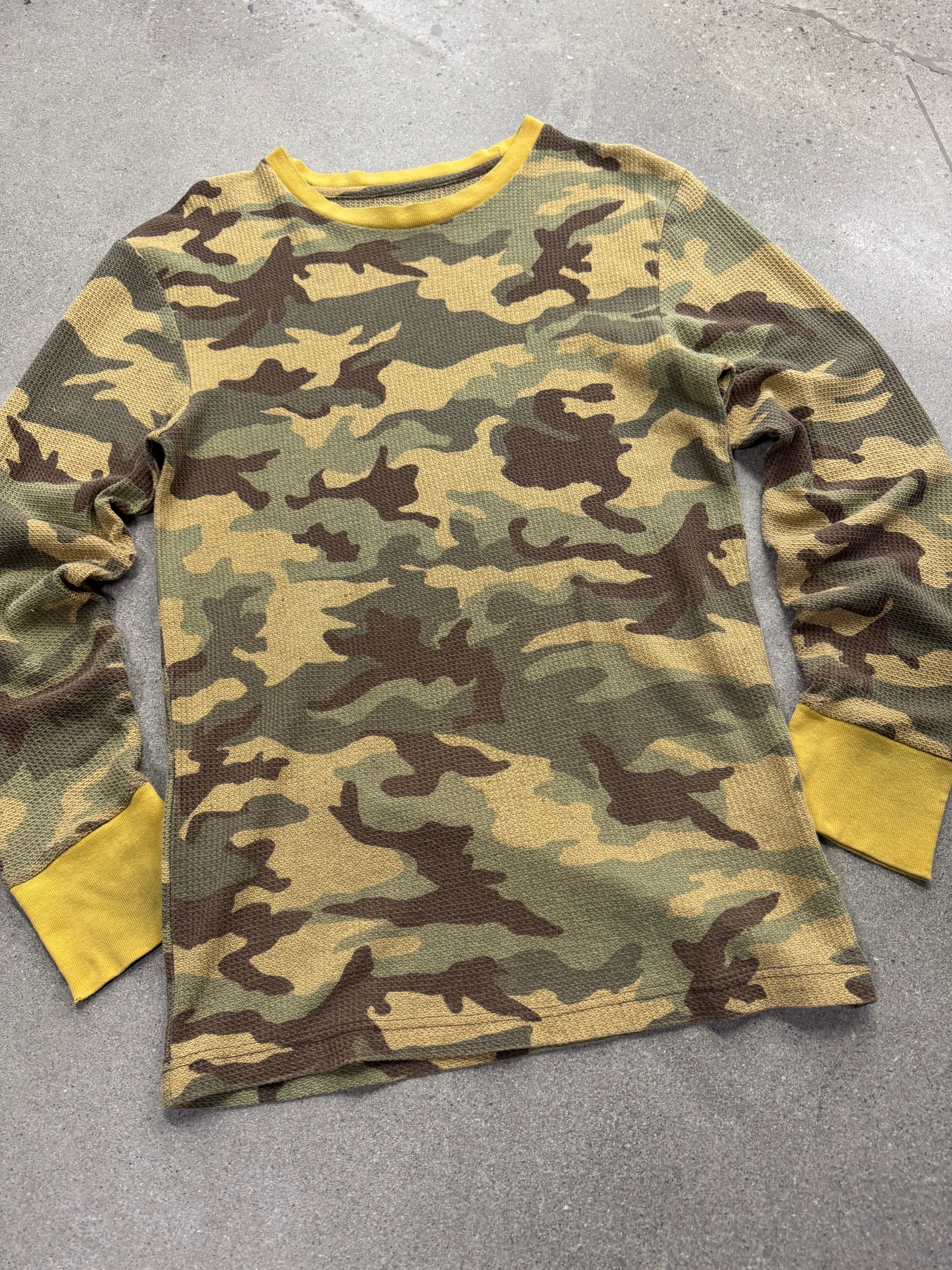 Blank Military Waffle-Knit Camo Long Sleeve Thermal Shirt - L
