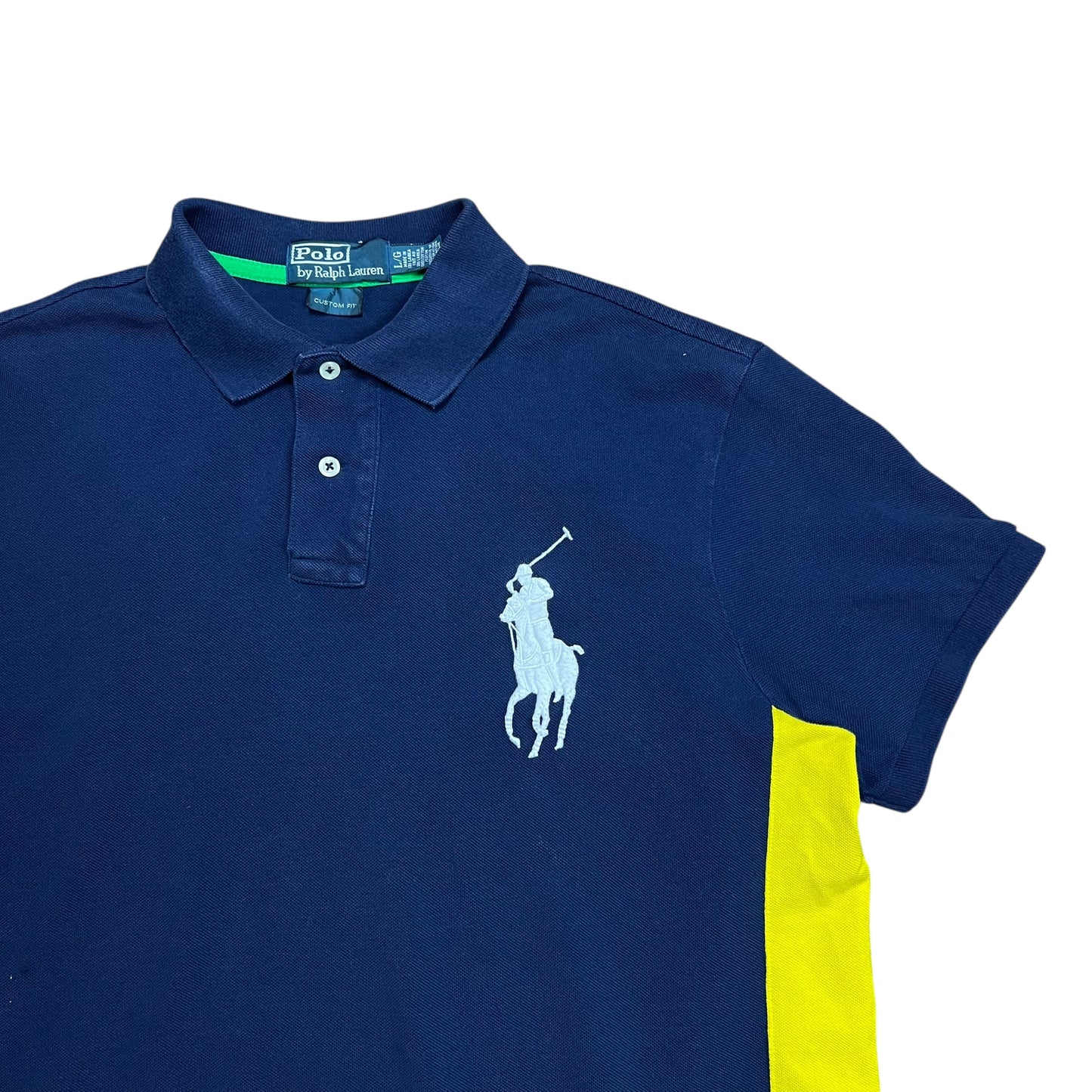 Polo Ralph Lauren Navy & Yellow Big Pony Polo Shirt - L