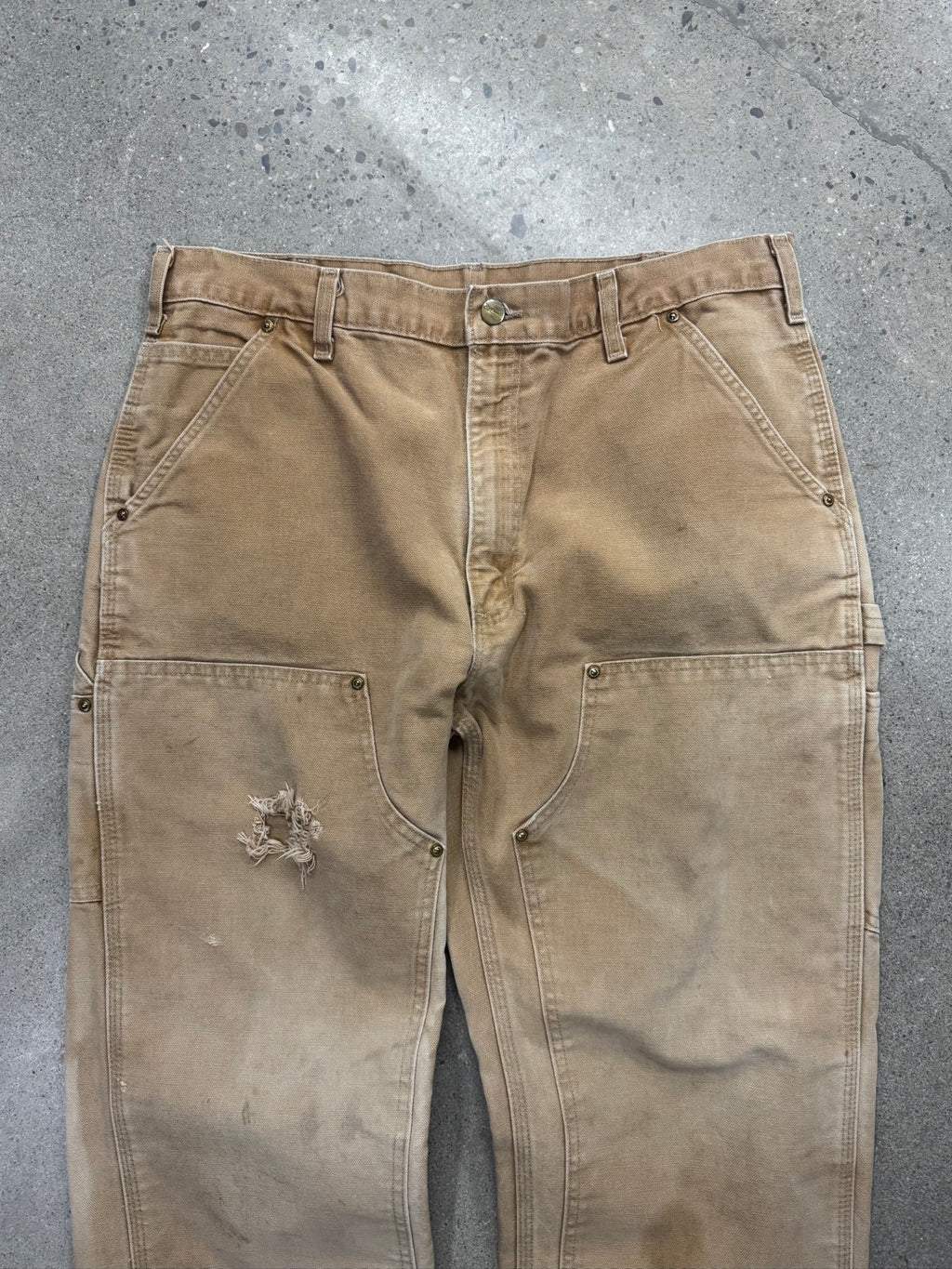 Faded Carhartt Double Knee Work Pants - 35"