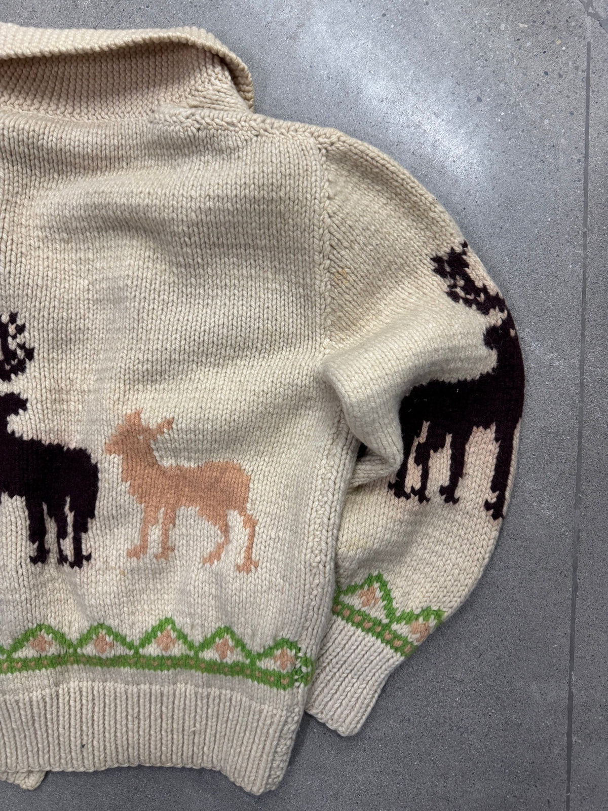Mary Maxim Deer Cowichan Cardigan Sweater - XL