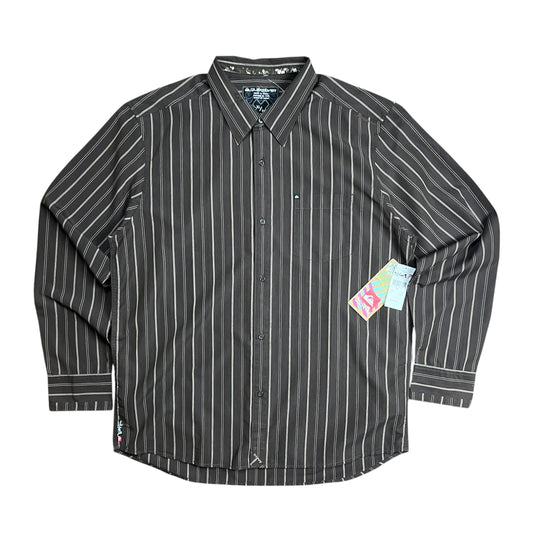 Quiksilver Brown Striped Button-up Shirt - XL